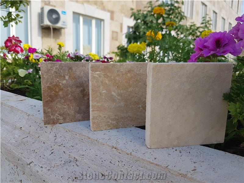 Travertine Tile - Vein-Cut, Antique, Unfilled