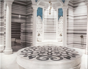 Marmara Equator -Grey Marble Inlay Turkish Hammam
