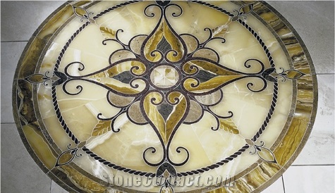 Waterjet Cut Inlay Marble Medallions