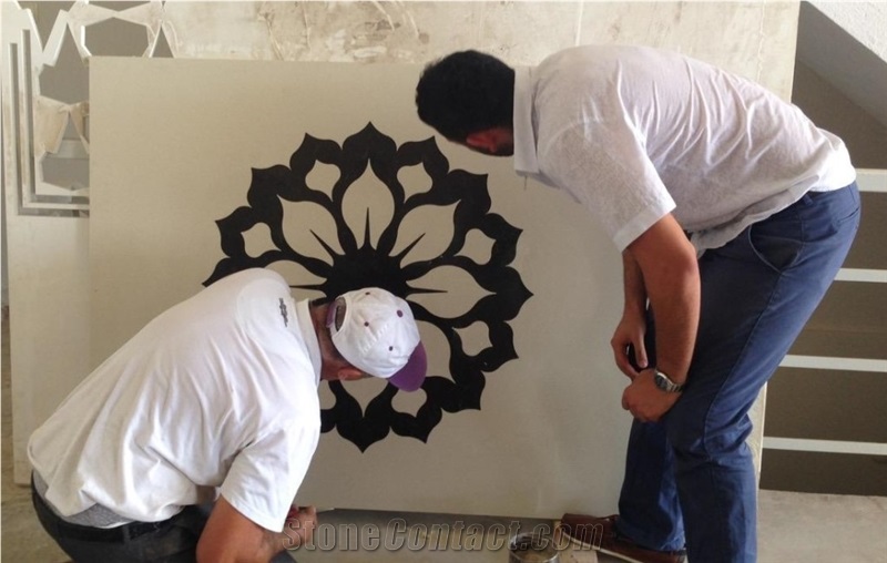 Waterjet Cut Inlay Marble Medallions