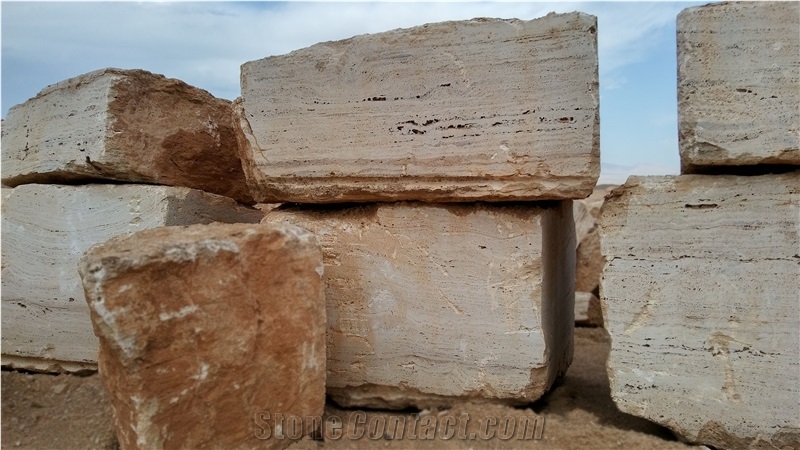 Gazanbar White Travertine Blocks