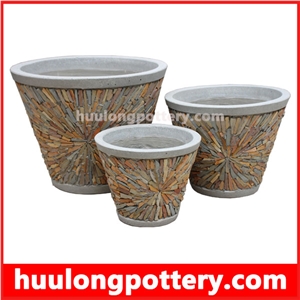 Natural Stacked Stone Slate Pots - Huulong Pottery