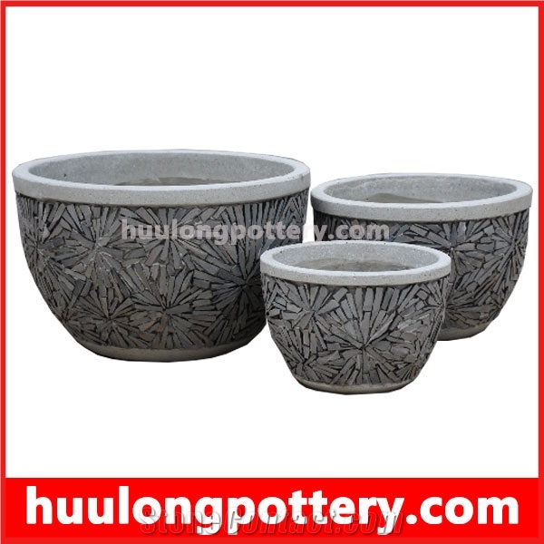 Natural Stacked Stone Slate Pots - Huulong Pottery