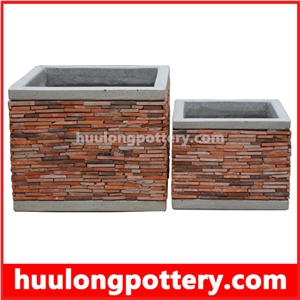 Stacked Stone Slate Pots, Garden Planters