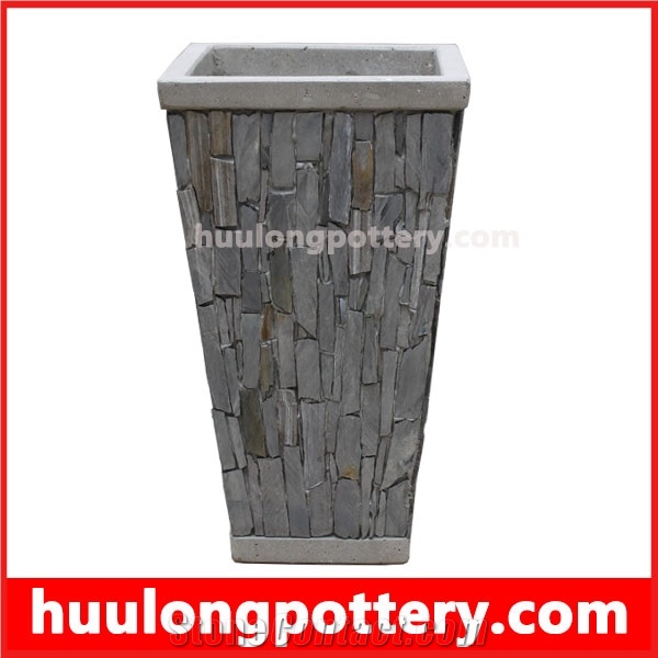 Stacked Stone Slate Pots