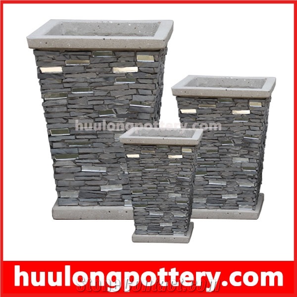 Stacked Stone Slate Pots