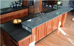 Green Granite and Black Soapstone Kitchen Top