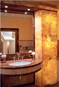Onice Ambra-Onice Red Vulcano Bathroom Design