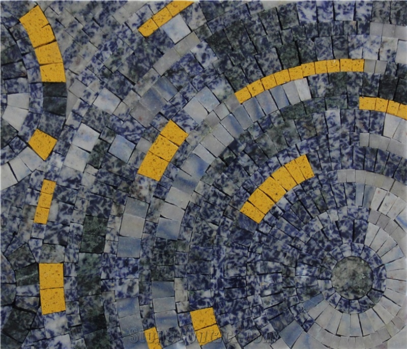 Azul Bahia Blue Granite Mosaic Wall Stone Pattern