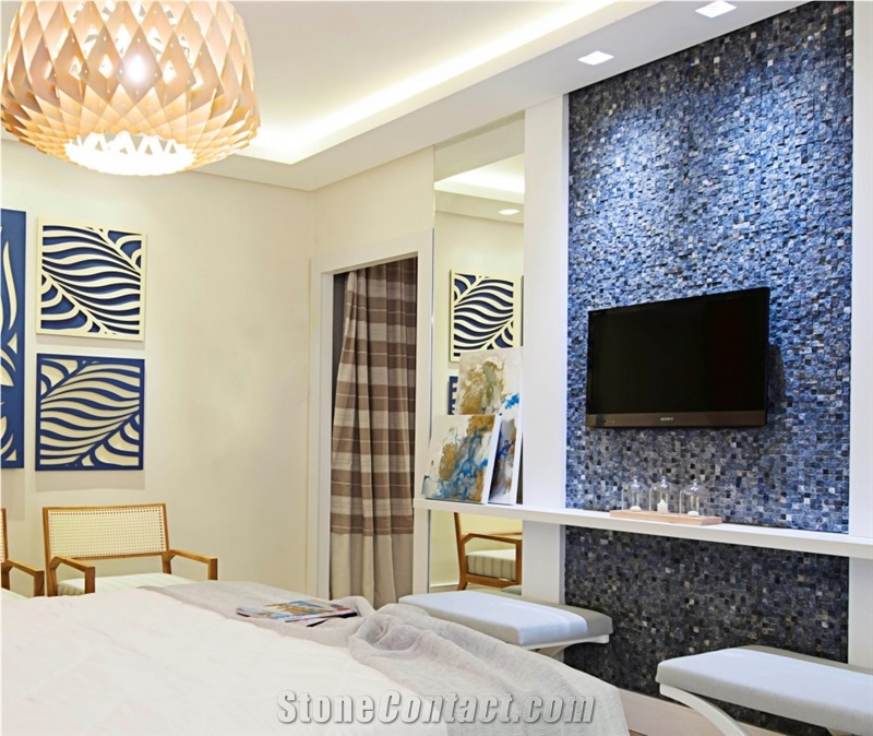 Azul Bahia Blue Granite Mosaic Wall Stone Pattern