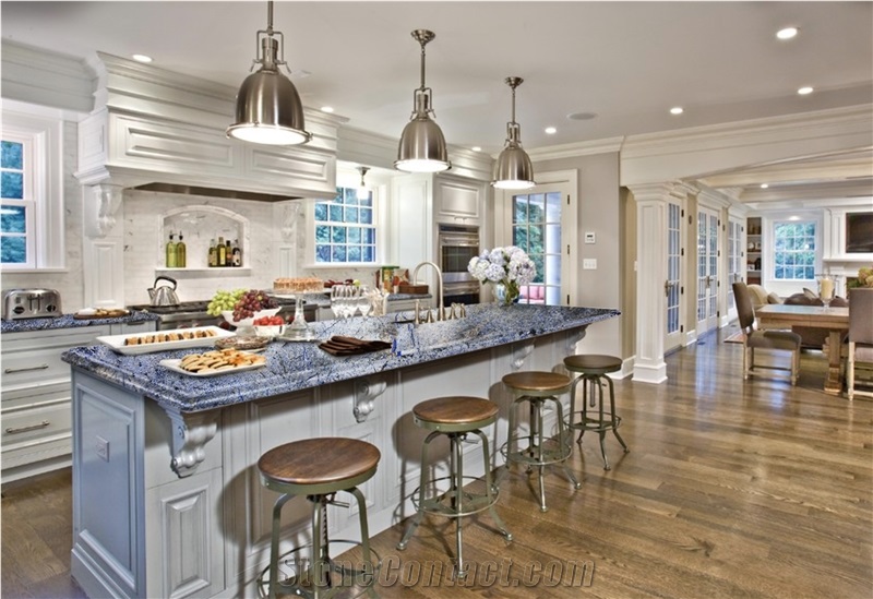 Azul Bahia Granite Kitchen Island Countertops