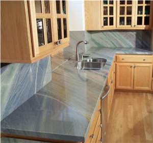 Azul Macaubas Quartzite Kitchen Countertop,Splash