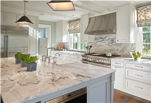 Bianco Macaubas Quartzite Kitchen Countertop Design