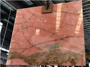 Luxury Pink Onyx Customized Slab,Crystal Pink Alabaster