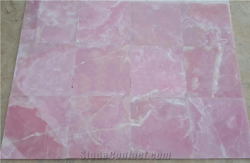 Pink Onyx Slab High Glossy Bathroom Floor Tile