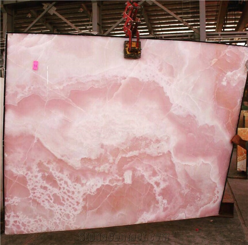 Pink Onyx Slab High Glossy Bathroom Floor Tile