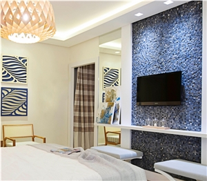 Split Azul Bahia Granite Mosaic Interior Wall Stone
