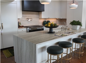 White Macaubas Quartzite Kitchen Islands Countertop Polished