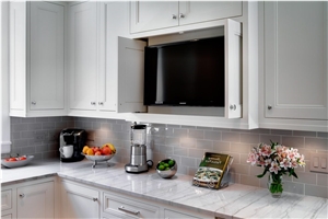 White Macaubas Quartzite Kitchen Islands Countertop Polished