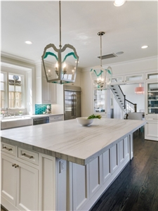 White Macaubas Quartzite Kitchen Islands Countertop Polished