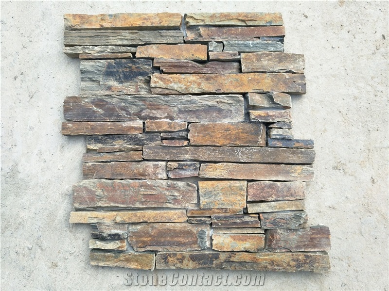 Meshed and Concrete Wall Stone,Rusty Slate,Quarzit
