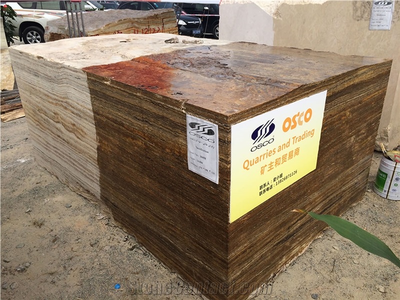 Golden Silver Travertine Blocks