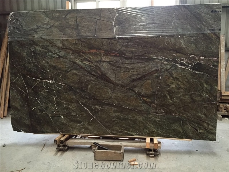 Natural Rain Forest Green Marble Slabs