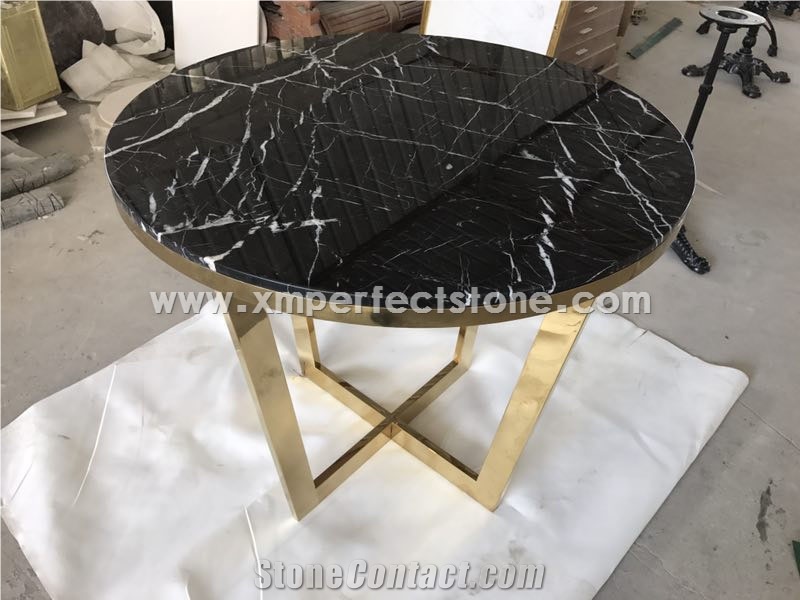 Elegeant Neor Marquina/Carrara Marble Coffee Table