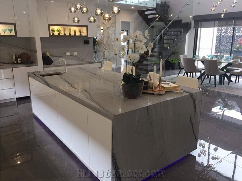 Silver Shadow Quartzite Kitchen Island Tops, Perimeter Countertops