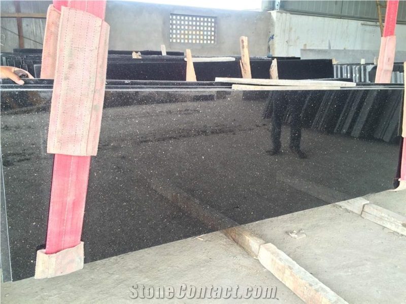 Black Galaxy Granite India Slabs Tiles