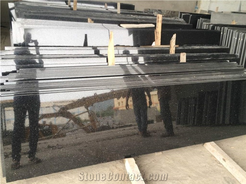 Black Galaxy Granite India Slabs Tiles