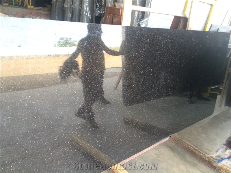 Black Galaxy Granite India Slabs Tiles