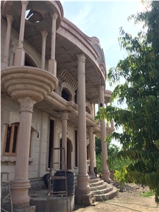 Pink Jodhpur Sandstone Column and Pillars