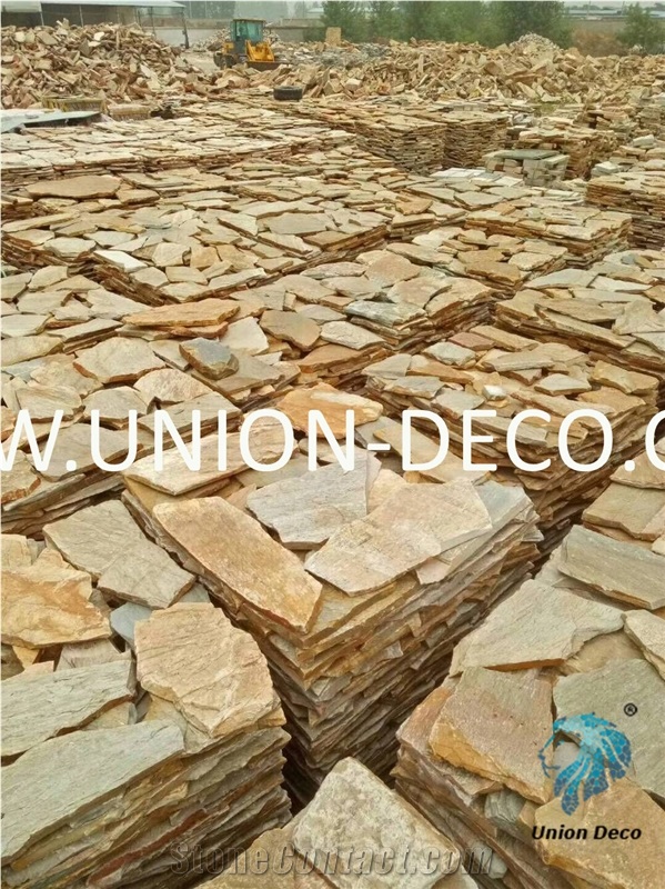 Beige Color Flagstone Slate Floor&Wall