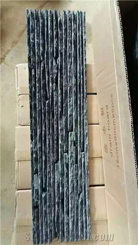 Black Slate Ledge Stone Wall Panels