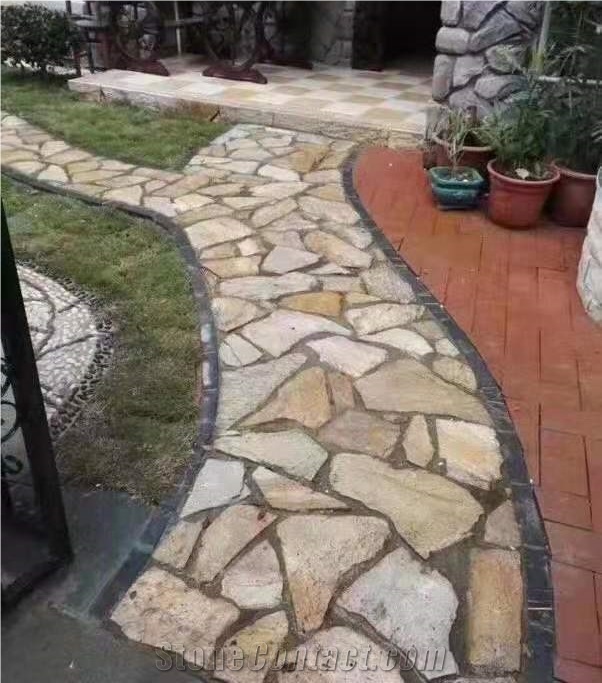 Yellow Quartzite Irregular Paving Stone Tiles