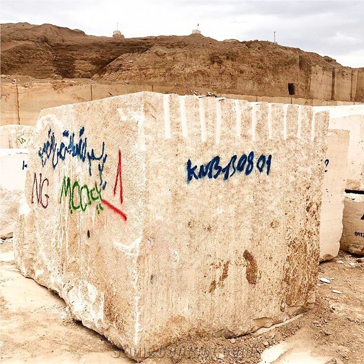 Atashkooh Beige Travertine Block, Iran Beige Travertine