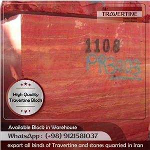 Azarshar Red Travertine Block, Iran Red Travertine