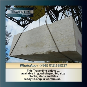 Persian White Travertine Block, Iran White Travertine