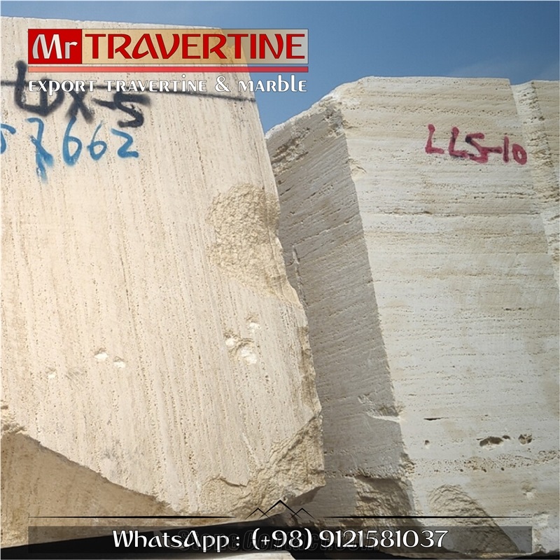 Persian White Travertine Block, Iran White Travertine