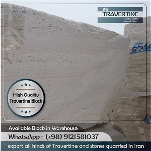 Persian White Travertine Block, Iran White Travertine