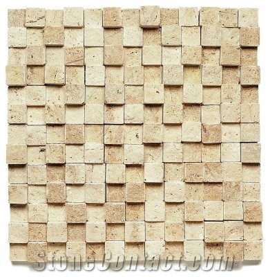 Classic Travertine Split Face Mosaic, Mosaic Tile