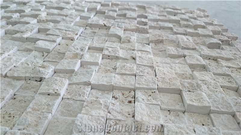 Classic Travertine Split Face Mosaic, Mosaic Tile
