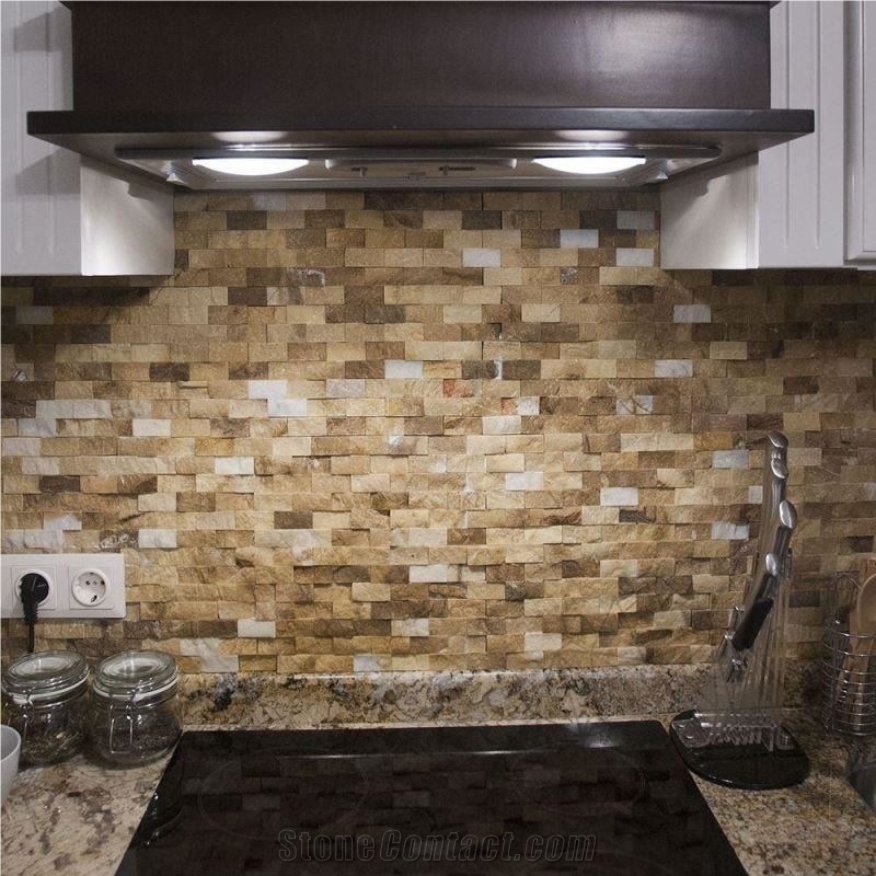Picasso Marble Split Face Mosaic,   Split Mosaic