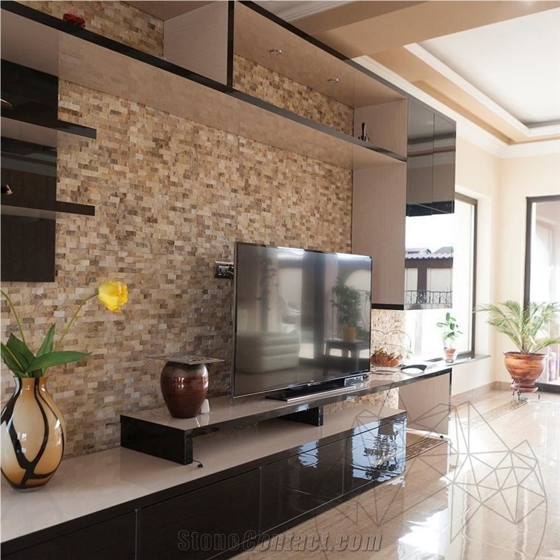 Picasso Marble Split Face Mosaic,   Split Mosaic