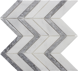 White Gray Marble Polished/Honed Chevron Mosaic