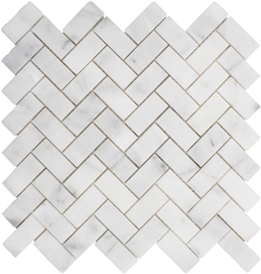 White Marble Polished Herringbone Mosaic
