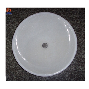 Crystal White Marble Round Circular Wash Basins