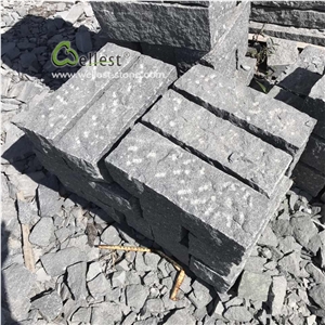 G654 Sesame Black Granite Kerbstone Rough Picked