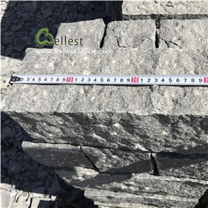 G654 Sesame Black Granite Kerbstone Rough Picked